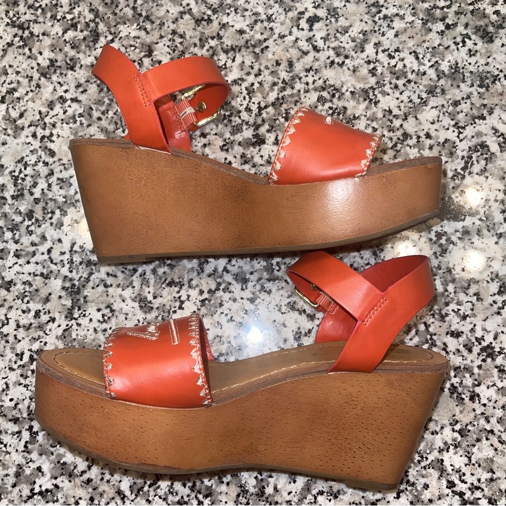 TOMMY HILFIGER Women  Orange Wedge Shoes SIZE 6.5 NWOB /Display/Light Weight .